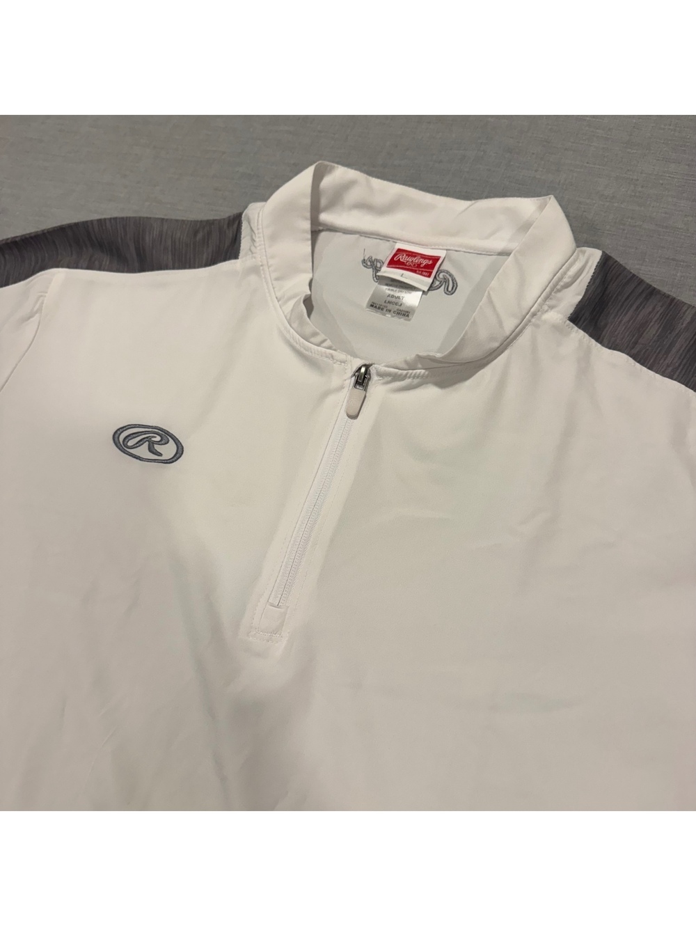 Rawlings white short sleeve quarter-zip pullover